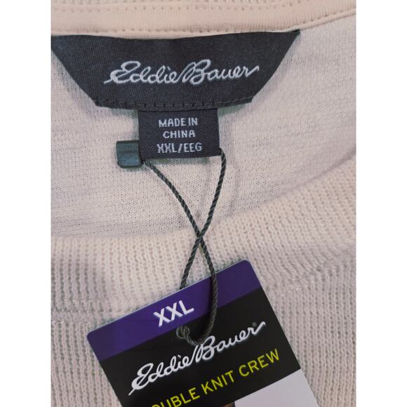 NWT Eddie Bauer Men's Relaxed Fit Knit Crewneck  Cotton Long Sleeve  Irish Cream - Picture 5 of 9